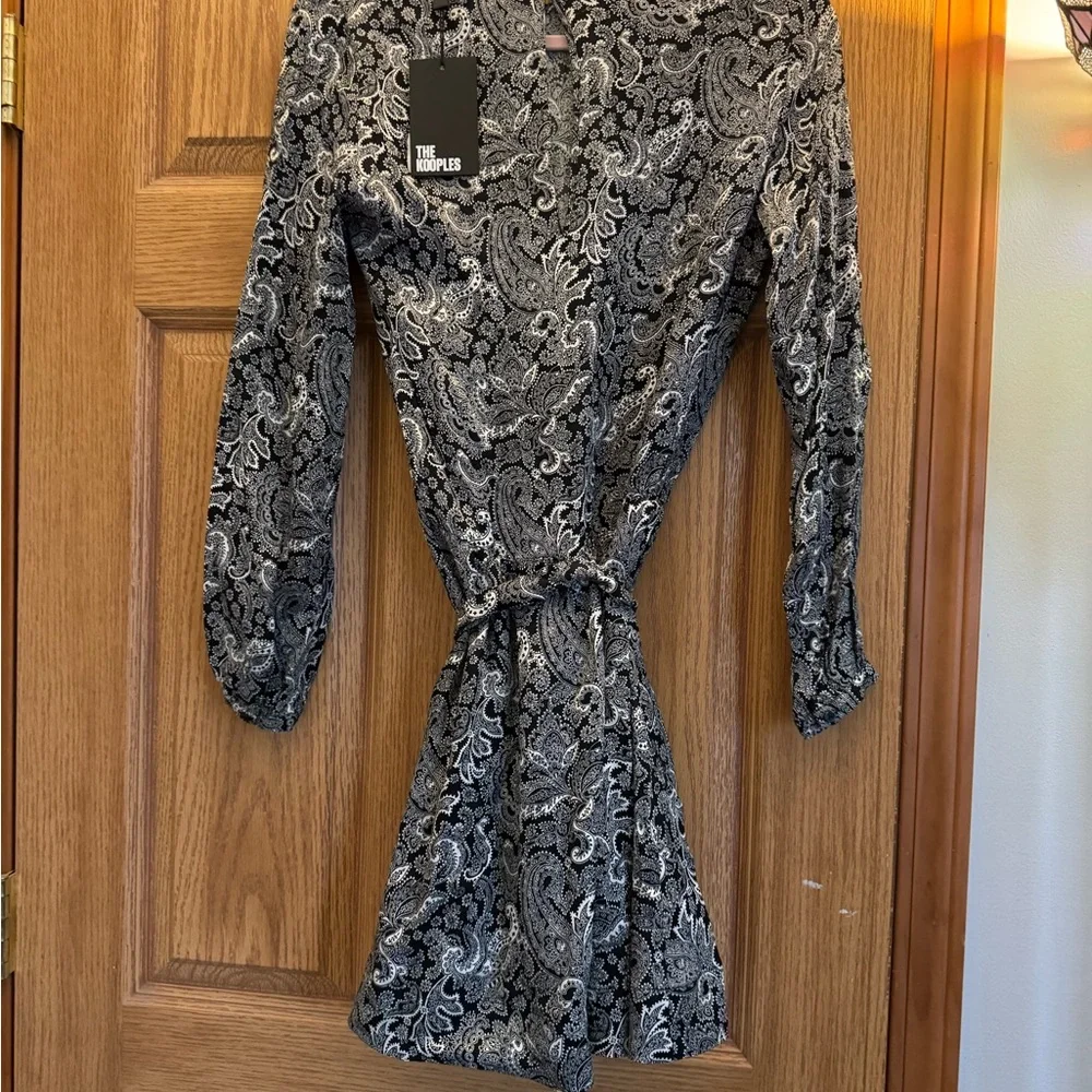 NWT The Kooples Blue and White Paisley Mini Dress - Picture 4 of 5